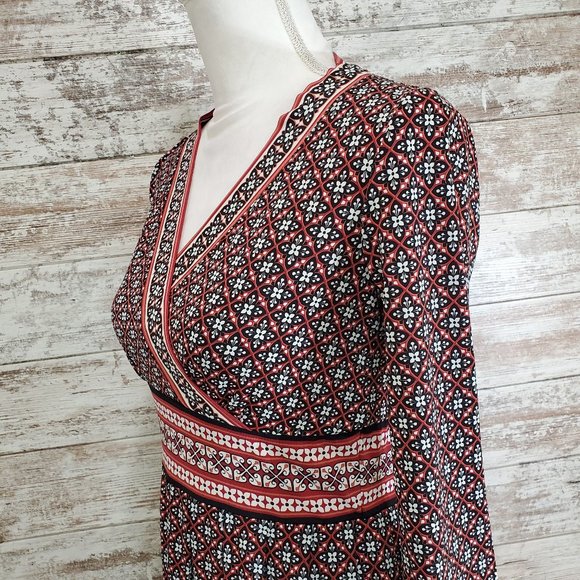 MAX STUDIO Geo Print 3/4 Sleeve Midi Dress - Picture 6 of 11